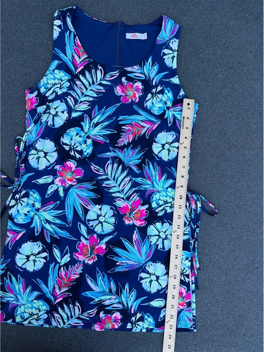 Aryeh Women's Size S Navy Floral Swim Dress Built-In Shorts Cutout Swimsuit